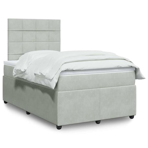 vidaXL Boxspring posteľ s matracom bledosivá 120x190 cm zamat