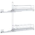 vidaXL Vysúvacie drôtené košíky 2 poschodia strieborné 47x12x56 cm