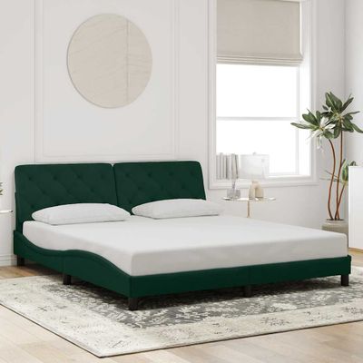 vidaXL Rám postele bez matraca tmavozelený 180x200 cm zamat