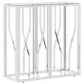 vidaXL Konzolový stolík 70x30x70 cm nehrdzavejúca oceľ a sklo