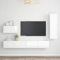 vidaXL 4-dielna sada TV skriniek lesklá biela kompozitné drevo