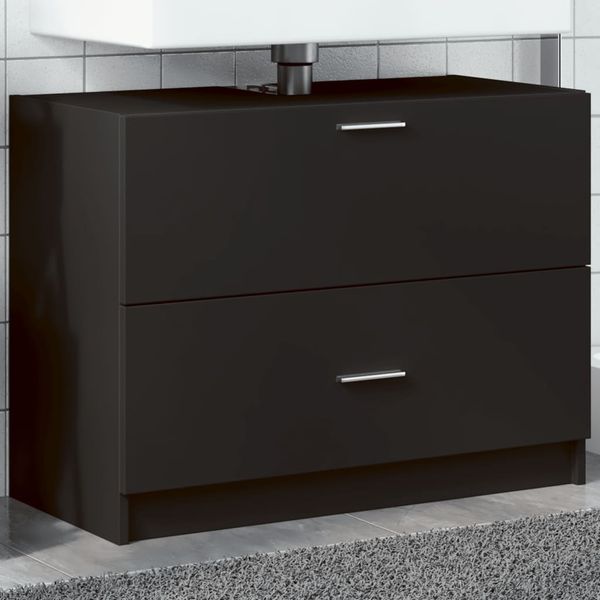 vidaXL Skrinka pod umývadlo čierna 78x37x59 cm kompozitné drevo