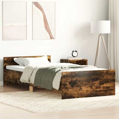 vidaXL Posteľný rám bez matraca dymový dub 100x200 cm kompozitné drevo
