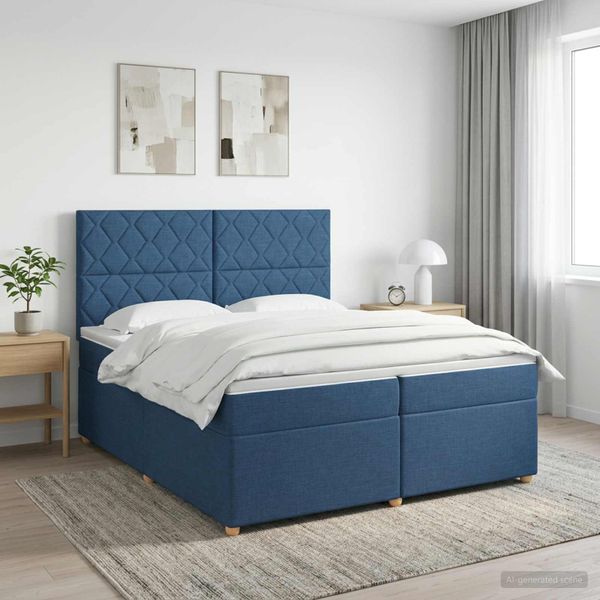 vidaXL Posteľ boxspring s matracom Modrá 200 x 200 cm Látka