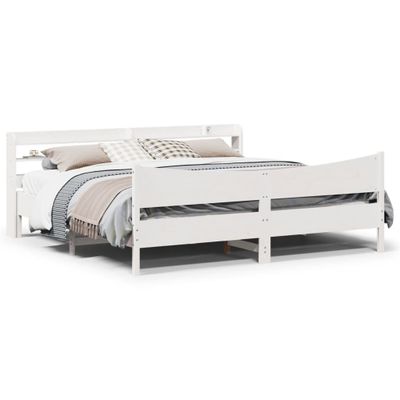 vidaXL Posteľný rám s čelom biely 200x200 cm masívna borovica