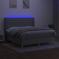 vidaXL Posteľ boxsping s matracom a LED bledosivá 180x200 cm látka