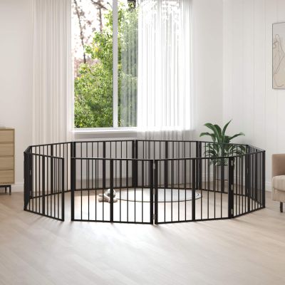 vidaXL Psia brána 10 pcs Čierny 80 x 60 cm Pozinkovaná oceľ