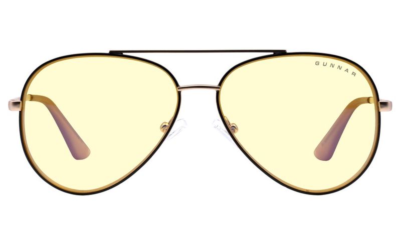 GUNNAR kancelářske/herní brýle MAVERICK BLACK/GOLD * jantárová skla * BLF 65 *  GUNNAR focus Brýle, herní, cerno-zlaté obroucky, jantarová skla