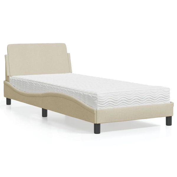 vidaXL Posteľ s matracom Dover krémová 90x190 cm látka
