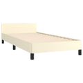 vidaXL Posteľný rám s čelom krémový 90x200 cm umelá koža