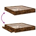 vidaXL Posteľný rám so zásuvkami dymový dub 200x200cm kompozitné drevo