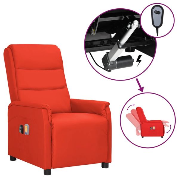 vidaXL Elektrické masážne kreslo červené umelá koža
