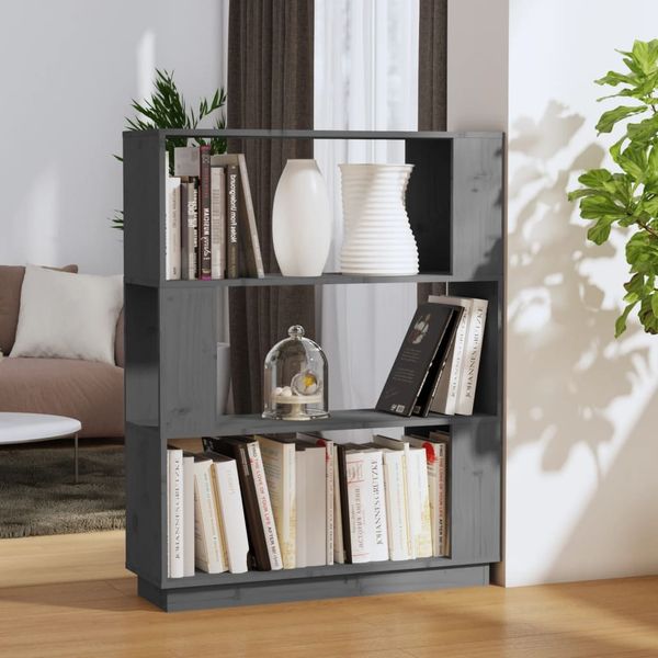 vidaXL Knižnica/deliaca stena sivá 80x25x101 cm masívna borovica