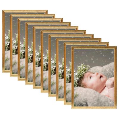 vidaXL Fotorámiky na stôl, koláž 10 ks, zlaté 15x21 cm, MDF