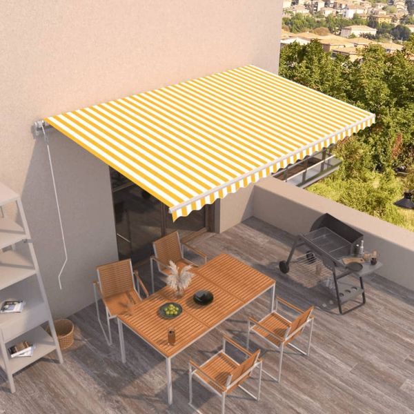 vidaXL Automaticky zaťahovacia markíza 500x350 cm žltá a biela