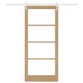 vidaXL Posuvné dvere 93 x 211 cm Masívne borovicové drevo a sklo