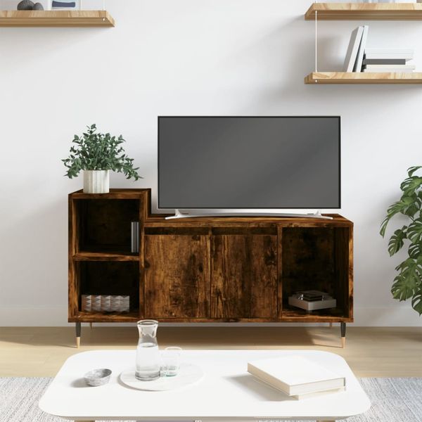 vidaXL TV skrinka dymový dub 100x35x55 cm spracované drevo
