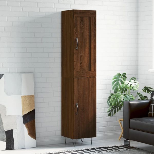vidaXL Vysoká skrinka hnedý dub 34,5x34x180 cm spracované drevo