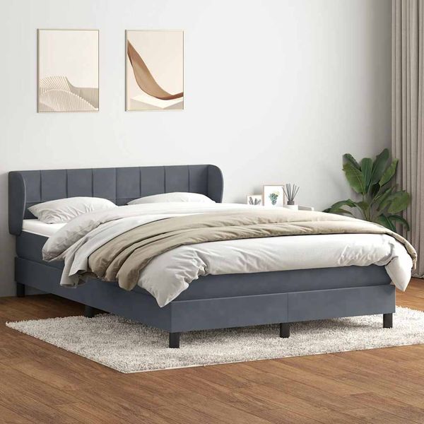 vidaXL Box Spring Posteľ s matracom Tmavosivá 160x220 cm Zamat