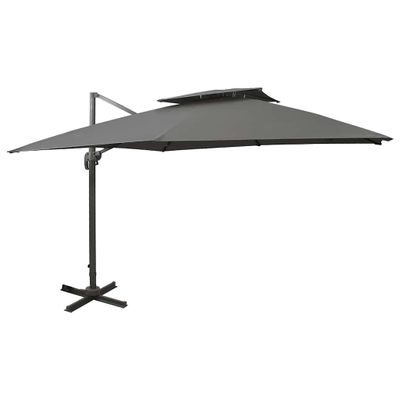 vidaXL Závesný záhradný slnečník, dvojitá strieška 300x300cm, antracit