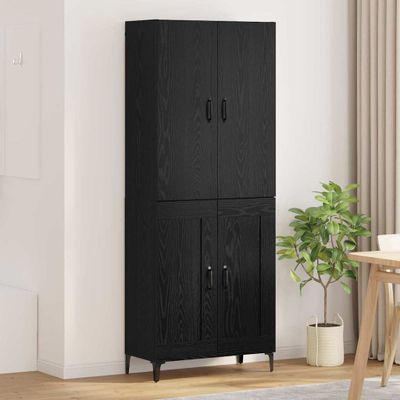 vidaXL Highboard Čierny dub 69,5 x 34 x 180 cm Kompozitné drevo