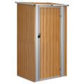 vidaXL Záhradný domček hnedý 118,5x97x209,5 cm pozinkovaná oceľ