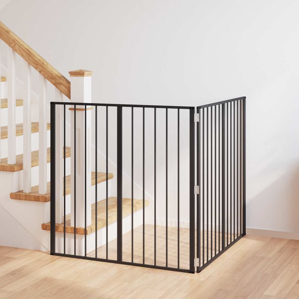 vidaXL Psia brána 2 pcs Čierny 100 x 100 cm Pozinkovaná oceľ