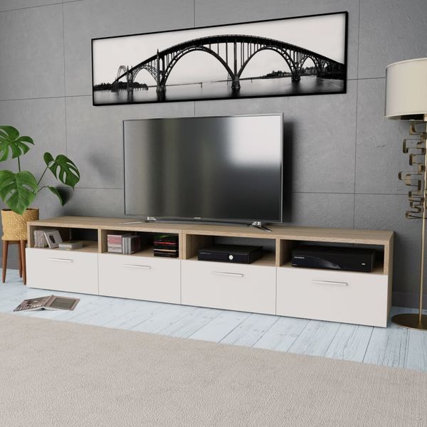 vidaXL TV skrinky 2 ks, kompozitné drevo 95x35x36 cm, dubová a biela