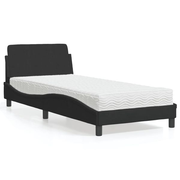vidaXL Posteľ s matracom Dover čierny 90x200 cm zamat