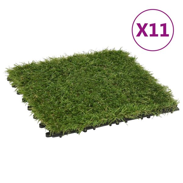 vidaXL Umelý trávnik 11 dlaždíc 30x30 cm zelený
