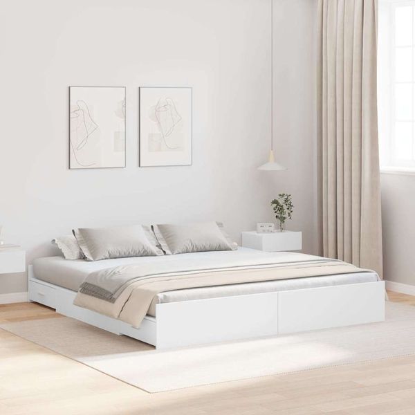 vidaXL Rám postele s úložným prostorem so zásuvkou Biela 200 x 200 cm