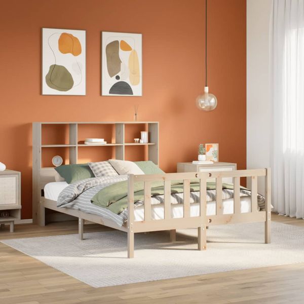 vidaXL Posteľ s knižnicou bez matraca 140x200 cm borovicový masív