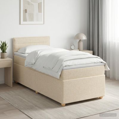 vidaXL Posteľ boxspring s matracom Krémová 100 x 200 cm Látka