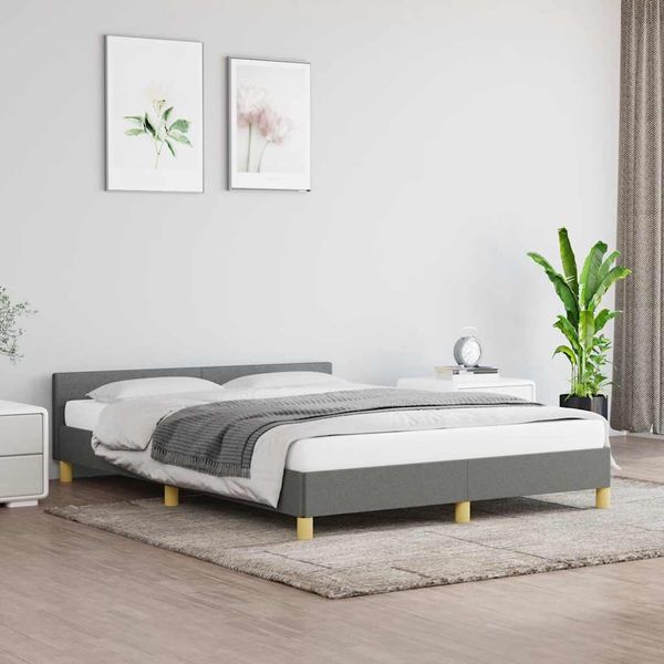 vidaXL Posteľ bez matraca tmavosivý 140x190 cm látka