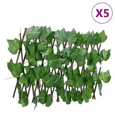 vidaXL Rozťahovacia mriežka s umelým hroznom zelená 5 ks 180x20 cm