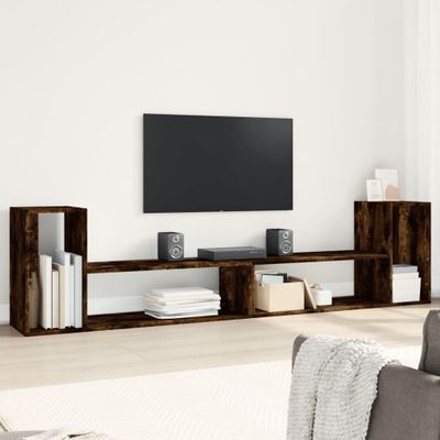 vidaXL TV skrinky 2 ks dymový dub 100x30x50 cm kompozitné drevo