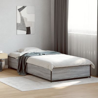 vidaXL Posteľný rám sivý sonoma 90x190 cm kompozitné drevo a kov