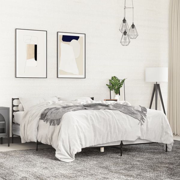 vidaXL Posteľný rám sivý sonoma 120x190 cm kompozitné drevo a kov