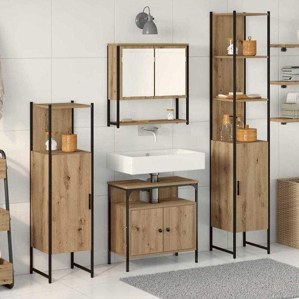 vidaXL Sada kúpeľňového nábytku 4 pcs dub artisan Kompozitné drevo