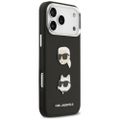 Karl Lagerfeld FW Zrnitý Karl & Choupette hlavičky špendlíky a logo obal pre iPhone 17 Pro Max čierna