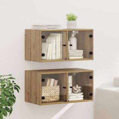 vidaXL Nástenné skrinky Nástenný 2 pcs Remeselný dub 68 x 37 x 35 cm