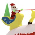 vidaXL Nafukovacia vianočná dekorácia Santa so sobmi s LED 145 cm