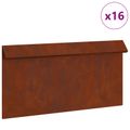 vidaXL Slimáková ohrada 16 ks 50 x 3,5 x 25 cm Hrdzavý