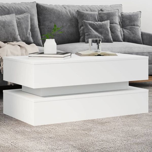 Konferenčný stolík vidaXL s LED svetlami biely 90x50x40 cm
