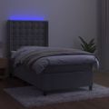 vidaXL Posteľ boxsping s matracom a LED bledosivá 90x190 cm zamat