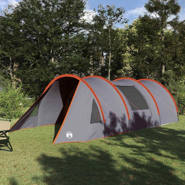 vidaXL Tunelový stan pre 4 osoby Šedá a oranžová 778 x 356 x 210 cm
