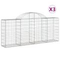 vidaXL Oblúkové gabionové koše 3 ks 200x30x80/100cm pozinkované železo