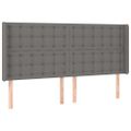 vidaXL Čelo postele s LED tmavosivé 183x16x118/128 cm látka