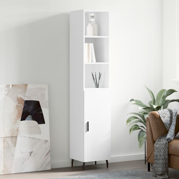 vidaXL Vysoká skrinka biela 34,5x34x180 cm spracované drevo