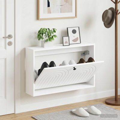 vidaXL Nástenný botník ALKMAAR 71 x 17 x 43 cm Kompozitné drevo Biela